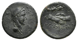 PONTUS, Amisus. Time of Tiberus – Caligula, AD 37/8. Æ Dated CY 69 (AD 37/8). Draped bust of Hermes right, wearing petasos / Clasped hands; winged cad...
