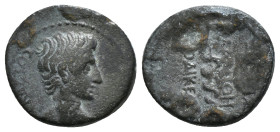 PHRYGIA. Laodiceia ad Lycum. Augustus, 27 BC-14 AD. AE Zeuxis Philalethes, magistrate. Obv: ΣΕΒΑΣΤΟΣ Bare head of Augustus right; lituus before. Rev. ...