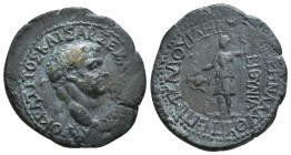 Bithynia, Koinon of Bithynia, Titus, 69-79 AD. AE, Magistrate: Marcus Salvidenus Asprenas (proconsul)
Obv: ΑΥΤΟΚΡΑ ΤΙΤΟΣ ΚΑΙΣΑΡ ΣΕΒΑΣ ΥΙΟΣ, laureate h...