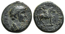 PHRYGIA. Iulia. Nero (Caesar, 50-54). Ae. Sergios Hephaistion, magistrate.
Obv: NEPΩN KAIΣAP.
Bareheaded and draped bust right.
Rev: ΣΕΡΓΙΟΣ ΗΦΑΙΣΤΙΩΝ...