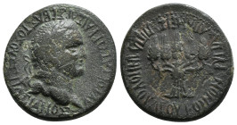 PHRYGIA. Apameia. Vespasian (69-79). Ae. Plancius Verus, magistrate.
Obv: AYTOKPATΩP KAIΣAP ΣEBAΣTOΣ OYEΣΠΑΣIANOΣ.
Laureate head right.
Rev: EΠΙ ΠΛΑΝΚ...