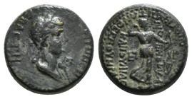 PHRYGIA. Acmonea. Poppaea (Augusta, 62-65). Ae. (3,1 gr - 17,10 mm) Lucius Servenius Capito, archon, with his wife Julia Severa. Obv: ΠOΠΠAIA ΣEBAΣTH....