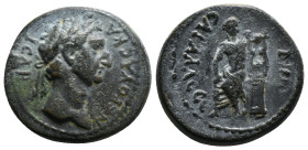 PISIDIA, Sagalassus. Trajan. AD 98-117. Æ Obv : Laureate head right. Rev : ϹΑΓΑΛΑϹϹΕωΝ, Apollo seated facing, hand resting on lyre set on a column. 13...