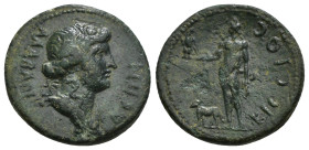 CARIA. Alabanda. Pseudo-autonomous (1st century AD). Ae.
Obv: ICOTIMOC.
Draped bust of Apollo right.
Rev: AΛABANΔЄΩN.
Apollo standing left, holding br...