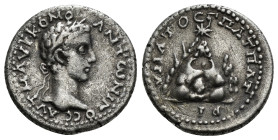 CAPPADOCIA. Caesarea. Commodus (177-192). Drachm.
Obv: AVT M AVΡ KOMO ANTWNINO CE.
Laureate head right.
Rev: YΠATOC Γ ΠAT ΠATPI.
Mount Argaeus surmoun...