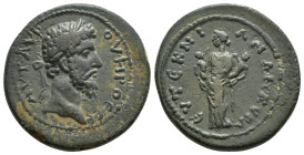 GALATIA. Ancyra. Lucius Verus, 161-169. Obv : ΑYΤ ΑΥΡ OYΗΡΟϹ ϹЄ Laureate head of Lucius Verus to right. Rev. ЄYΤЄΚΝΙΑΝ ΑΝΚYΡΑ Euteknia-Fecunditas stan...