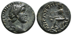 CAPPADOCIA. Tyana. Antoninus Pius (138–161). Ae. Dated RY 13 (AD 149/50).
Obv: [AYT]OK ΑΝΤωΝΕΙ[...].
Laureate head right.
Rev: ΤΥΑΝЄωΝ Τ Π P Τ ΙΕΡ ΑϹΥ...