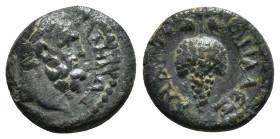 LYDIA. Sala. Pseudo-autonomous. Time of Septimius Severus to Caracalla (193-217). Ae. Alexandros, magistrate.
Obv: CAΛHNΩN.
Bearded and laureate head ...