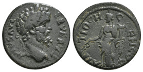 PISIDIA. Antioch. Septimius Severus (193-211). Ae.
Obv: IMP C L SEP SEVERVS.
Laureate head right.
Rev: ANTIOCH GENI COL CAE.
Tyche standing left, hold...