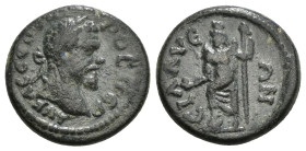 Pamphylia. Sillyon. Septimius Severus AD 193-211. Æ Obv :laureate head of Septimius Severus, right, ΑΥ Κ Λ [Ϲ ϹΕΟΥΗ]ΡΟϹ ΠΕΡ / ϹΙΛΛΥΕΩΝ,Mên standing le...