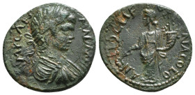 PISIDIA. Antioch. Caracalla (198-217). Ae.
Obv: IMP CAES M AVR AN.
Laureate, draped and cuirassed bust right.
Rev: ANTIOCH FORTVNA COLONIAE.
Fortuna/T...