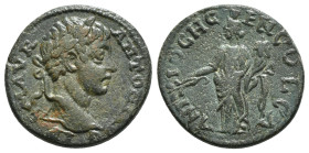 PISIDIA. Antioch. Caracalla (198-217). Ae.
Obv: IMP CAES M AVR ANTONINVS.
Laureate head right.
Rev: ANTIOCH GENI COL AS.
Tyche standing left, holding ...