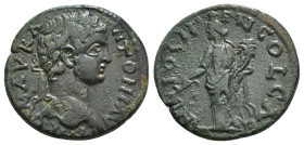 PISIDIA. Antioch. Caracalla (198-217). Ae.
Obv: IMP CAES M AVR ANTONINVS.
Laureate head right.
Rev: ANTIOCH GENI COL AS.
Tyche standing left, holding ...