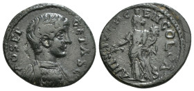 PISIDIA. Antioch. Geta (Caesar, 198-209). Ae.
Obv: PO SEPT GETAS C.
Bareheaded and cuirassed bust right, with gorgoneion on breastplate.
Rev: ANTIOCH ...
