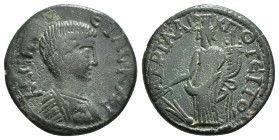 PHRYGIA. Hadrianopolis-Sebaste. Geta (Caesar, 198-209). Ae. Poteitos, archon.
Obv: Λ CЄΠ ΓЄTAC KAI.
Bare-headed and cuirassed bust right.
Rev: AΔPIA A...