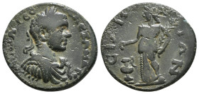 PAMPHYLIA. Side. Severus Alexander, 222-235. Pentassarion Obv : Legend indistinct Laureate, draped and cuirassed bust of Severus Alexander to right. R...