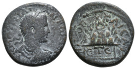 CAPPADOCIA. Caesarea. Caracalla (198-217). Ae. Dated RY 14 of Septimius Severus (205/6).
Obv: AY KAI M AYPH ANTωNINOC.
Laureate head right.
Rev: MHTPO...