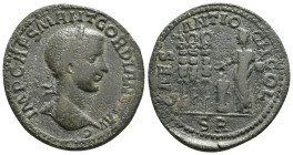 PISIDIA. Antioch. Gordian III (238-244). Ae.
Obv: IMP CAES M ANT GORDIANVS AVG.
Laureate head right.
Rev: CAES ANTIOCH COL / SR.
Gordian standing left...