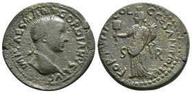 Pisidia. Antioch. Gordian III AD 238-244. Æ
Obv : [IMP] CAES MANT GORDIANVS [AVG], laureate head right /Rev: FORTVNA COL CCES ANTIOCH, Fortuna Tyche s...