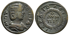 PHRYGIA. Hierapolis. Otacilia Severa (Augusta, 244-249). Ae.
Obv: Μ ΩΤ ϹЄΥΗΡΑ.
Diademed and draped bust right.
Rev: IЄΡAΠOΛЄITΩN.inscription around an...