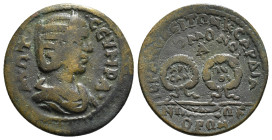 PHRYGIA. Hierapolis. Otacilia Severa (Augusta, 244-249). Ae. Homonoia issue with Sardis.
Obv: M ΩT CЄVHPA.
Draped bust right, wearing stephane.
Rev: I...