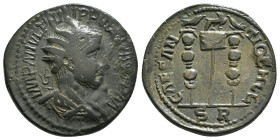 PISIDIA. Antioch. Philip I the Arab (244-249). Ae.
Obv: IMP M IVL PHILIPPVS AVG.
Radiate, draped and cuirassed bust right.
Rev: CAES ANTIOCHI COL / S ...