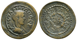 PHRYGIA. Hierapolis. Philip II (Caesar, 244-247). Ae.
Obv: M IOVΛ ΦIΛIΠΠOC KAI.
Bareheaded, draped and cuirassed bust right.
Rev: IЄPAΠOΛЄITΩN. OAVNΠT...