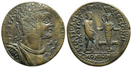 PHRYGIA. Hierapolis. Valerian I (253-260). Ae. Homonoia issue with Ephesus.
Obv: Α Κ Π Λ ΟΥΑΛЄΡΙΑΝΟϹ.
Laureate, draped and cuirassed bust right, weari...