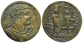 PHRYGIA. Hierapolis. Valerian I (253-260). Ae. Homonoia issue with Ephesus.
Obv: Α Κ Π Λ ΟΥΑΛЄΡΙΑΝΟϹ.
Laureate, draped and cuirassed bust right, weari...