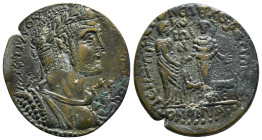 PHRYGIA. Hierapolis. Valerian I (253-260). Ae. Homonoia issue with Ephesus.
Obv: Α Κ Π Λ ΟΥΑΛЄΡΙΑΝΟϹ.
Laureate, draped and cuirassed bust right, weari...