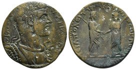 PHRYGIA. Hierapolis. Valerian I (253-260). Ae Obv : ΑΥ Κ Π Λ ΟΥΑΛΕΡΙΑΝΟϹ , laureate and cuirassed bust of Valerian right wearing aegis from which two ...