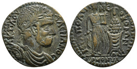 PHRYGIA. Hierapolis. Valerian I (253-260). Ae. Homonoia issue with Sardis.
Obv: A K Π Λ OYAΛЄΡΙΑΝΟC.
Laureate, draped and cuirassed bust right.
Rev: I...