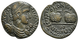 PHRYGIA. Hierapolis. Gallienus (253-268). Ae. Homonoia issue with Smyrna.
Obv: ΑΥ Κ Π ΛΙ ΓΑΛΛΙΗΝΟϹ.
Laureate, draped and cuirassed bust right.
Rev: ΙЄ...