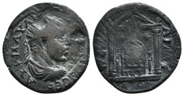 Pamphylia, Perge Elagabalus (218-222) AE.
Obv: ΑΥ Κ Μ ΑΥ ΑΝΤΩΝΙΝΟϹ ϹΕΒ; radiate, draped and cuirassed bust of Elagabalus, right, seen from rear.
Rev: ...