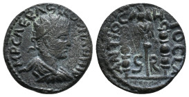 Pisidia. Antioch. Volusianus AD 251-253. AE.
Radiate, draped and cuirassed bust right
Rev. ANTIOCHI O CL SR, vexillum surmounted by eagle between two ...