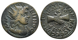 PHRYGIA. Hierapolis. Pseudo-autonomous. Time of Philip I 'the Arab' (244-249). Ae. Homonoia issue with Ephesus.
Obv: ΛΑΙΡΒΗΝΟϹ.
Radiate and draped bus...