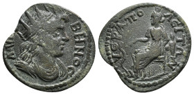 PHRYGIA. Hierapolis. Pseudo-autonomous. Time of the Antonines (138-192). Ae.
Obv: ΛAIPBHNOC.
Turreted and draped bust of Apollo Lairbenos right.
Rev: ...