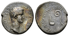 Cappadocia. Caesarea - Eusebeia. Caligula AD 37-41.
Drachm AR
C CAESAR AVG GERMANICVS, bare head right / IMPERATOR PONT MAX AVG TR POT, simpulum and l...