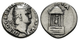 The Roman Empire
Nero augustus, 54 – 68 Ar Denarius
Rome, ca. AD 65-66. NERO CAESAR-AVGVSTVS, laureate head of Nero right / VESTA, hexastyle temple of...