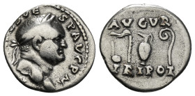 Roman Republic & Imperial
VESPASIAN (69-79). Denarius. Rome. 3,13 g
Obv: IMP CAES VESP AVG P M
Laureate head right.
Rev: AVGVR / TRI POT.
Augural and ...