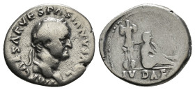 Roman Imperial
Vespasian, 69-79. Denarius (3,12 g), Rome, 69-70. IMP CAESAR VESPASIANVS AVG Laureate head of Vespasian to right. Rev. IVDAEA Judaea se...