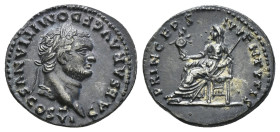 Roman Imperial
Domitian, as Caesar, 69-81. Denarius (3,52 g), Rome, 79. CAESAR AVG F DOMITIANVS COS VI Laureate head of Domitian to right. Rev. PRINC...