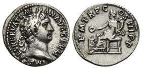 Roman Imperial
Trajan AD 98-117. Rome
Denarius AR
3,23 g
IMP CAES NERVA TRAIAN AVG GERM, laureate head right / PM TRP COS II P P, Concordia seated hol...