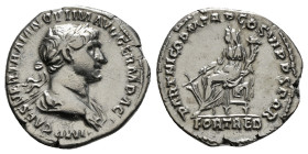 Roman Imperial
Trajan AD 98-117. Rome
Denarius AR
3,22 g
IMP CAES NER TRAIAN OPTIM AVG GERM DAC, laureate and draped bust right / PARTHICO P M TR P CO...