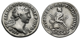 Roman Imperial
Trajan AD 98-117. Rome
Denarius AR
2,85 g
IMP TRAIANO AVG GER DAC P M TR P, laureate head of Trajan to right, with slight drapery on hi...