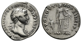Trajan AD 98-117. Rome
Denarius AR
3,25 g
IMP TRAIANO AVG GER DAC P M TR P VI P P, laureate bust right / SPQR OPTIMO PRICIPI, Annona standing facing, ...