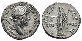 Hadrian, 117-138. Denarius 3,04 g
Rome, 125. IMP CAESAR TRAIAN HADRIANVS AVG Laureate head of Hadrian to right. Rev. P M TR P COS III / LIB PVB Libert...