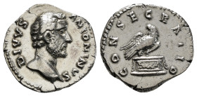 Roman Imperial
Divus Antoninus Pius AR Denarius. Rome, after AD 161. DIVVS ANTONINVS, bare head to right / CONSECRATIO, eagle standing to right, head ...