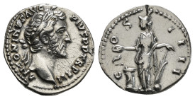 Roman Imperial
Antoninus Pius AR Denarius. Rome, AD 148-149. ANTONINVS AVG PIVS P P TR P XII, laureate head to right / COS IIII, Salus standing to lef...