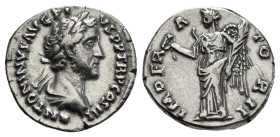 Roman Imperial
Antoninus Pius AR Denarius. Rome, AD 143-144. ANTONINVS AVG PIVS P P COS III, laureate head right / IMPERATOR II, Victory standing left...